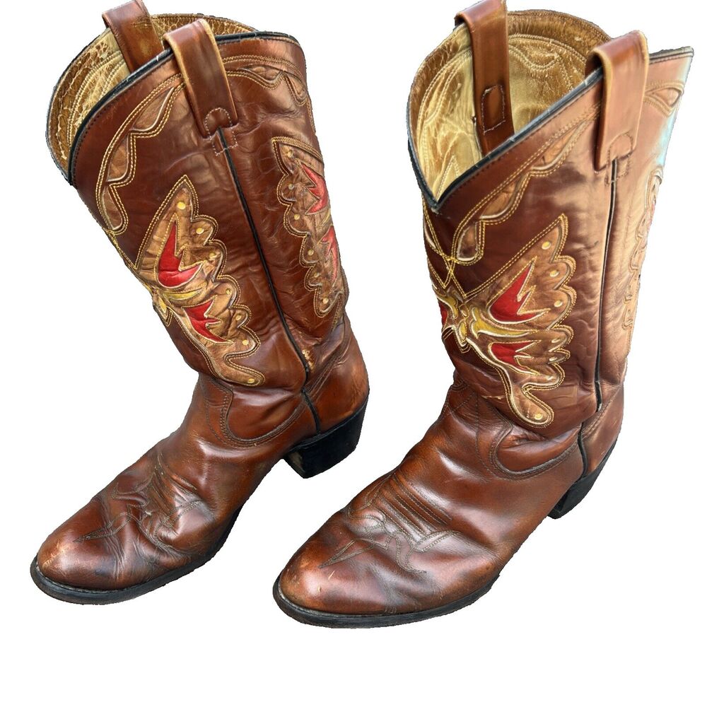 Texas Brand Men’s Butterfly Cowboy Boots Style M92 Cognac Size 11.5 D